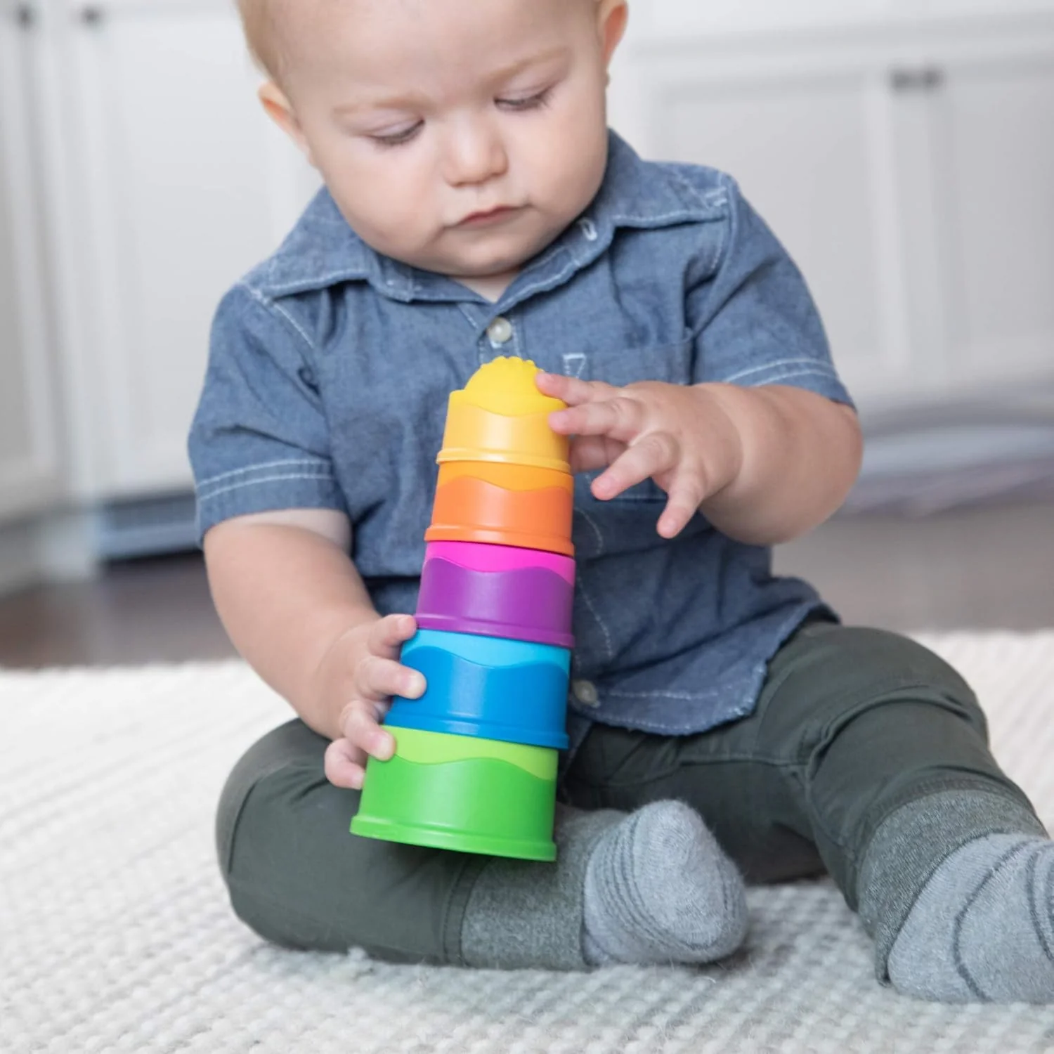 Popping Stack & Nest Baby Toy, Sensory Toys for Babies 6 Months+, Fidget Toys for Toddlers
