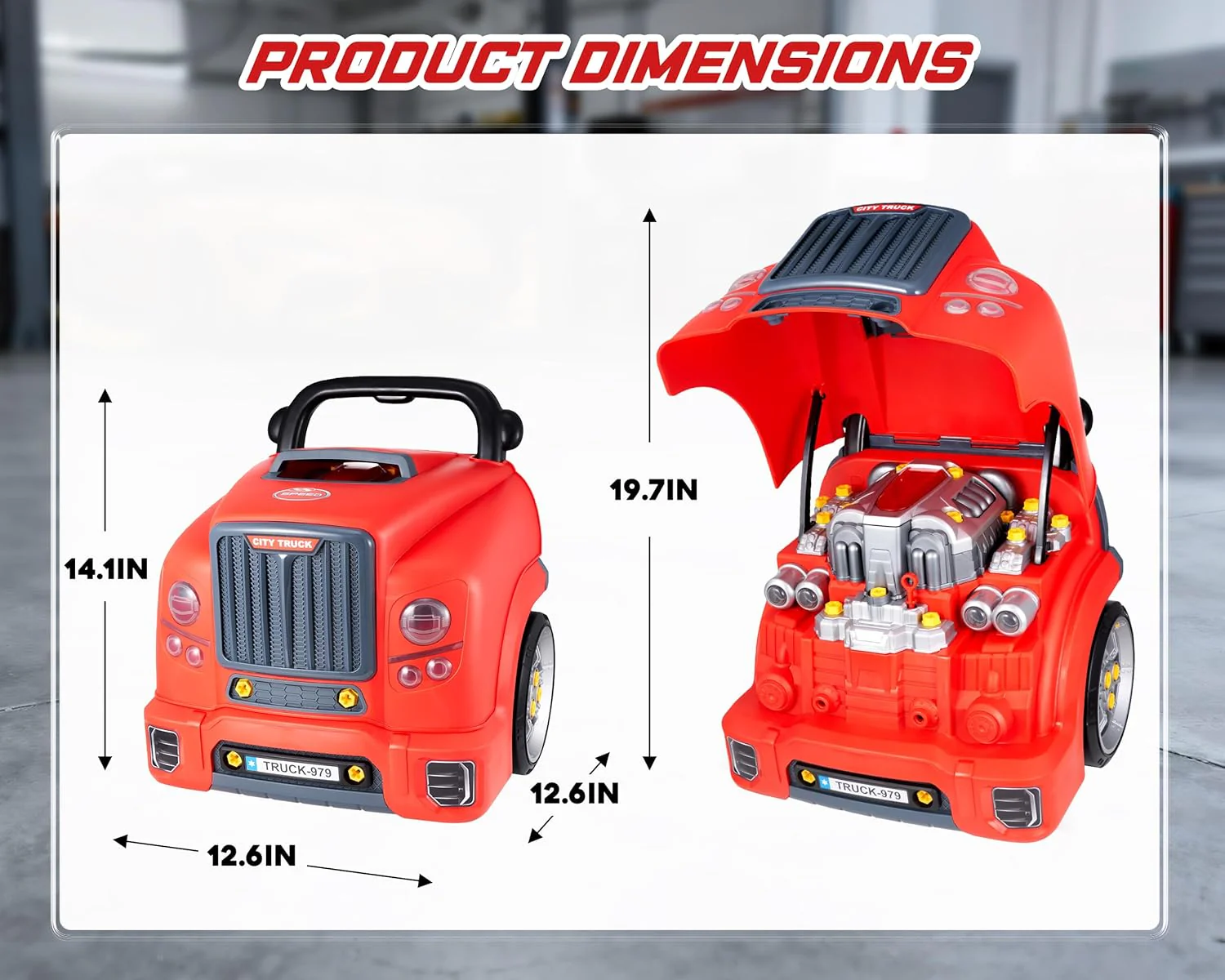 Interactive Truck Engine Toy with Removable Parts - Lights, Sounds, and Fun for Young Mechanics -Unleash their Creativity and Motor Skills with this Truck Engine Toy- Ideal Gift for 3-5-Year-Old Boys